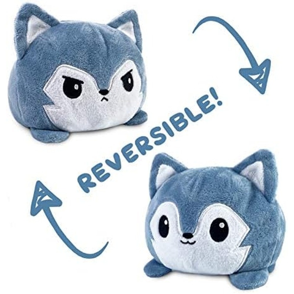 Teeturtle - Reversible Wolf Plushie - Happy or Mad Stuffed Animal Plush Toy 4"